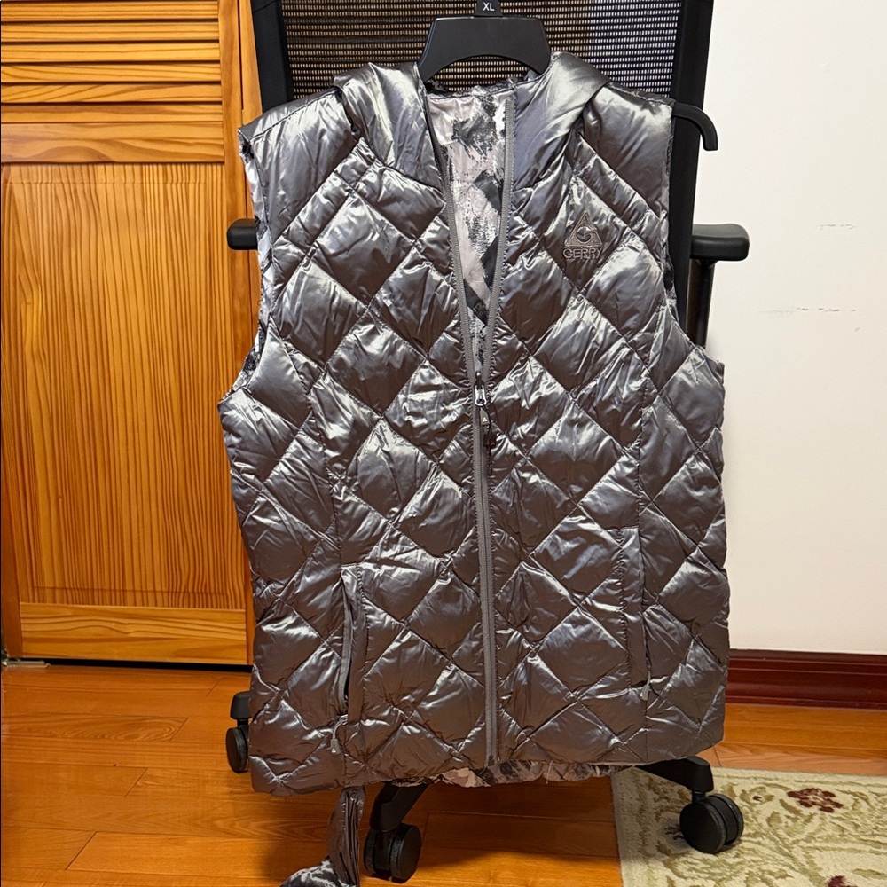 Shiny Silver Reversible Packable vest